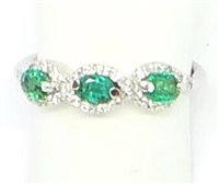 Anello Lorenza Gioielli Donna Fantasia in Oro bianco Smeraldo 0.54 Ct AA0246-13 - AA0246-13